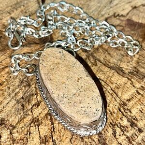Dendritic Fossil Pendant Necklace 15” - 17”